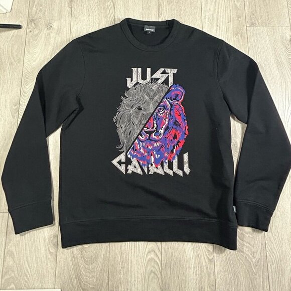 Just Cavalli Lion Logo Printed Crewneck Sweatshirt - Picture 2 of 12